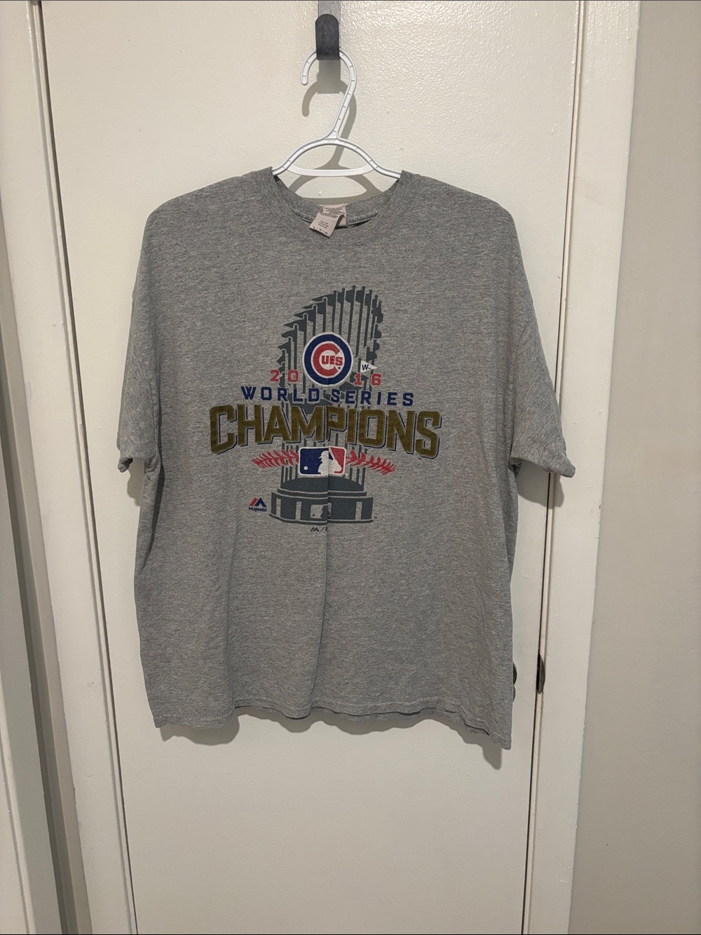 Gildan Gray Chicago Cubs 2016 World Series Champions T-Shirt